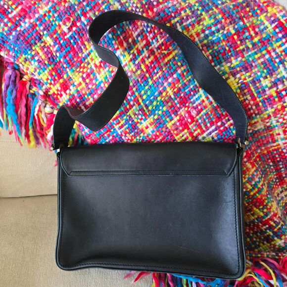 Vintage SALVATORE FERRAGAMO Gancini Black Canvas and Leather  Vintage Black Salvatore Ferragamo Gancini Shoulder Bag